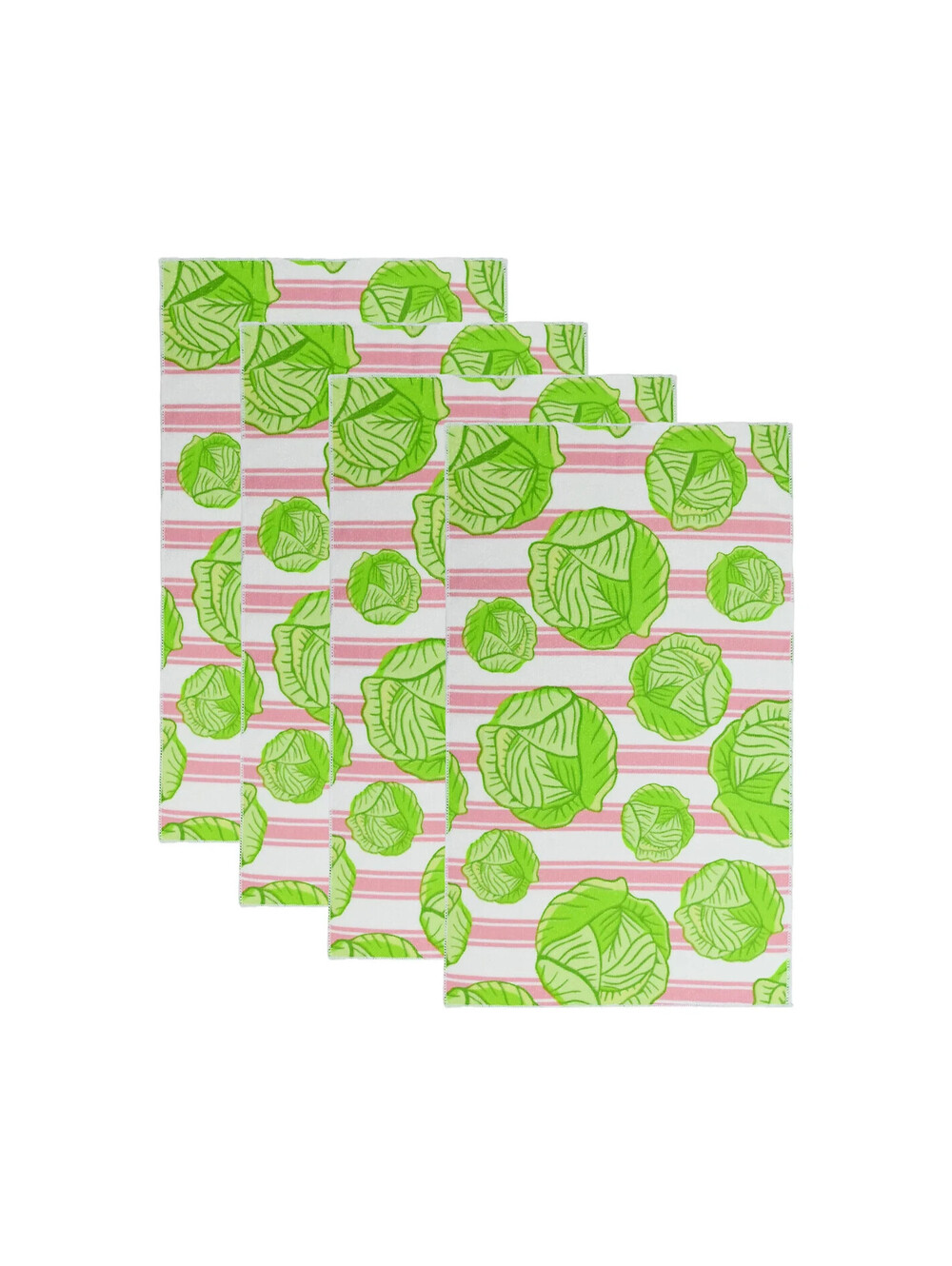 Temp-tations Seasonal Set of 4 Microfiber 15"x25" Kitchen Towels Cabbage